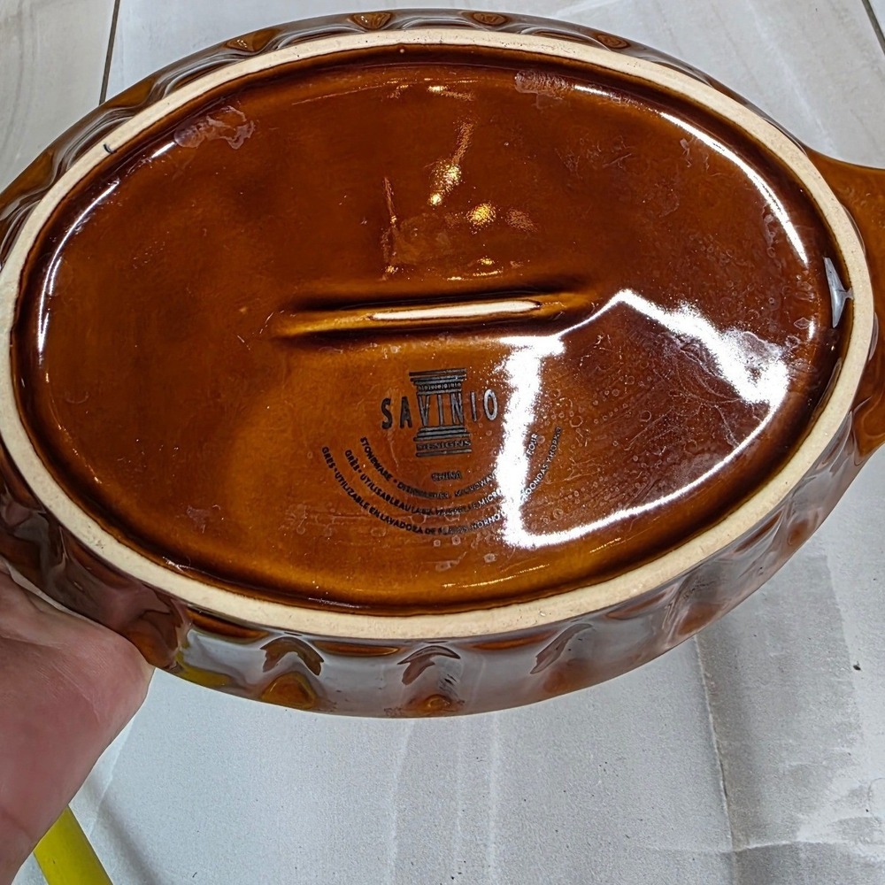 Savinio Designs Green Stoneware Oval Baking Medallion Casserole Pan 10.5in S4 - Picture 13 of 16